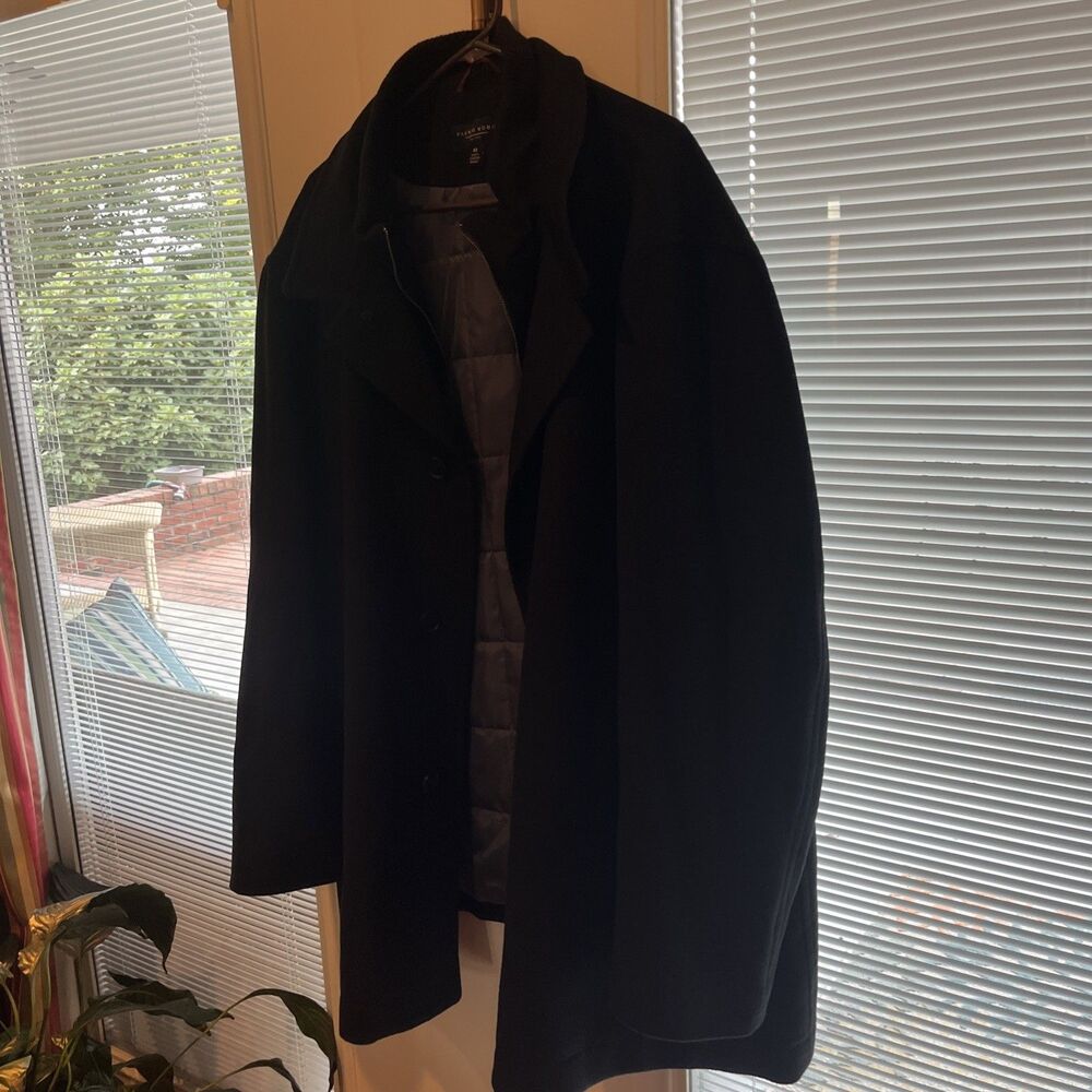 PRONTO UOMO Men's 4X Black Pea coat Single Button & Zipper 80 % Wool Nice!